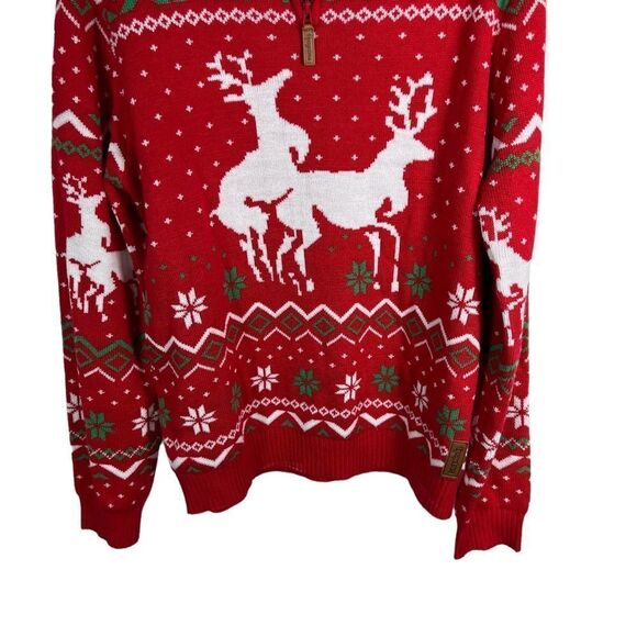 Tipsy Elves 1/4 Zip Pull Over Reindeer Sweater - Picture 4 of 7